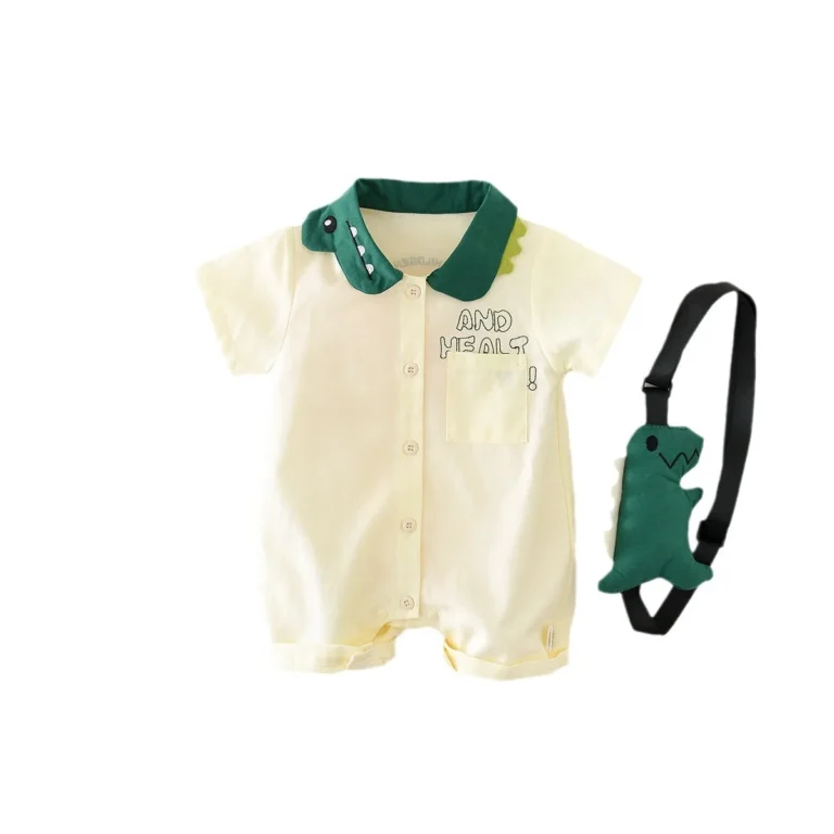 MILANCEL 0-2Y Summer Baby Boys Clothes Single Breast Rompers Cartoon Dinosaur Jumpsuits Toddler Outfit With Bag - Image 5