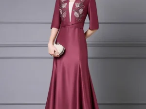 LD LINDA DELLA High Quality Women's Fashion Design Half Sleeve V-neck Embroidered Slimming High Waist Big Swing Dress
