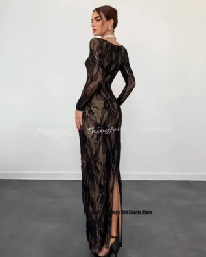 Thinyfull Mermaid Lace Prom Dresses Full Sleeveless Square Collar Evening Gown Birthday Party Dress robes de soirée Customized - Image 4