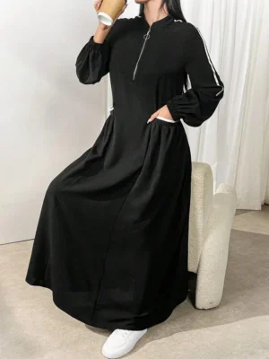 Rafiah Boutique Elegant and Stylish Arabian Even Dress in Arabic Style for Women with Long Sleeves Zipper and Pockets - Image 4