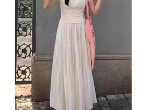 Nichedesign Sensibility White Medium-length Skirt For Women 2024 New Style High-end Feel A- line Cutting Edge Fashion Elements