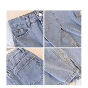 High Waist Slit Denim Mini Skirt Women's Korean Style Spring Summer Small Size Half Skirt Retro Bodycon Long Skirt - Image 5