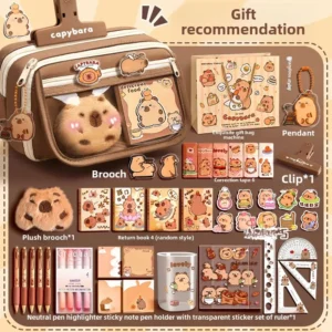 Large Capacity Capybara Pencil Case Children's Stationery Bag Durable Dirty-resistant Learning Supplies Set Cute Capybara Design