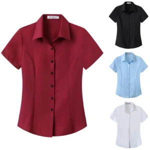 Women's Short-sleeved Slim-fitting White Large Size Business Wear Short-sleeved Women Shirt Women Tops Blouse Women - Image 2