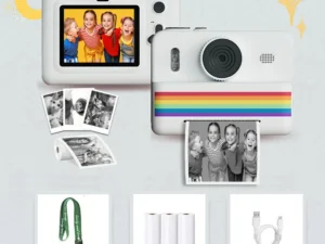 Kids camera instant print toys, Polaroid small camera, with USB charging, three rolls of thermal printing paper, gifts for