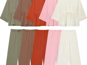 TFMLN Summer New Women's Pants 2-piece Set Solid Color Long Sleeved Belt Shirt Loose Pants Casual Fashion Ladies Simple Sets