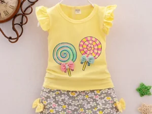 Summer Baby Boys Clothes Set Children Clothes Infant Clothing Sets T-Shirts Tops+ Shorts 2PCS/Suit Kids Sets Baby Girls Clothing - KG BBT-Yellow