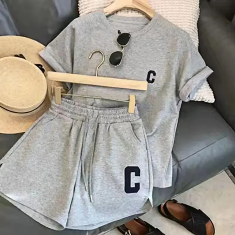 2025 women t-shirt shorts set Summer Tracksuit O Neck Letter Print Short Sleeve T-shirt Drawstring Shorts Sport Clothes - Image 2