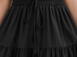 Women Bohemian Style Skirt Bohemian Skirt Bohemian Style Women's Elastic High Waist Drawstring Skirt A-line Summer