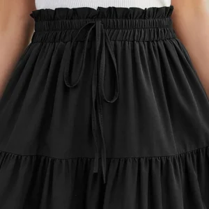 Women Bohemian Style Skirt Bohemian Skirt Bohemian Style Women's Elastic High Waist Drawstring Skirt A-line Summer