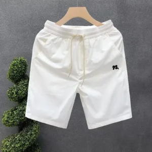 Simple White Men's Shorts Summer Thin Beach Pants Casual Loose Home Leisure Big Boxer Shorts Comfortable Breathable Sweatpants - Image 4