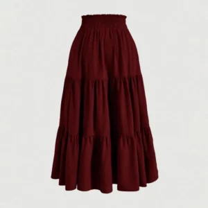 Women Bohemian Style Skirt Bohemian Skirt Bohemian Style Women's Elastic High Waist Drawstring Skirt A-line Summer - Image 5