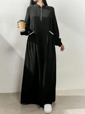 Rafiah Boutique Elegant and Stylish Arabian Even Dress in Arabic Style for Women with Long Sleeves Zipper and Pockets - Image 3