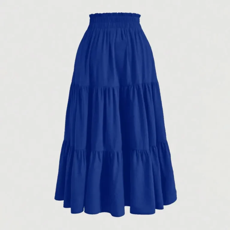 Women Bohemian Style Skirt Bohemian Skirt Bohemian Style Women's Elastic High Waist Drawstring Skirt A-line Summer - Image 3