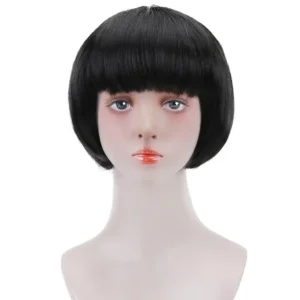 10"Bob Synthetic Wig With Bangs For Black Women Blonde Pink Red Black Short Natural Hair Bob Wig Cosplay Women's Wigs With Bangs - Image 3