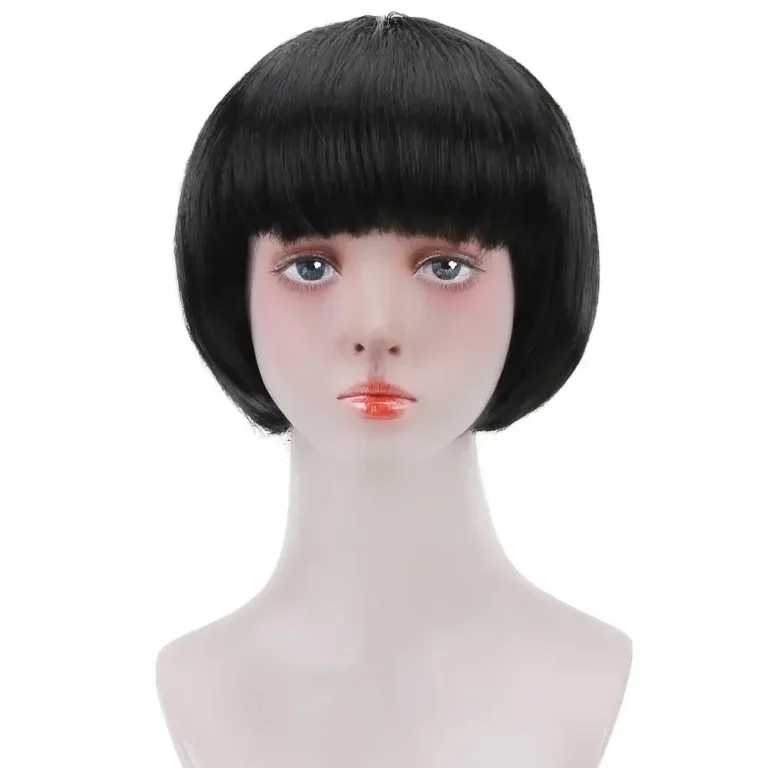 10"Bob Synthetic Wig With Bangs For Black Women Blonde Pink Red Black Short Natural Hair Bob Wig Cosplay Women's Wigs With Bangs - Image 3