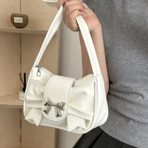 Trendy Bow Shoulder Bag Korean Style Fashion Handbag Y2K Sweet Casual Underarm Bag Daily Commuting Bags Versatile PU Lady Clutch - Image 4