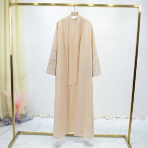 Embroidered Open Front Abaya Long Sleeve Maxi Length Dress, Women's clothing, Muslim Cardigan Abayas Out kaftans Women Jilbabs - Image 2