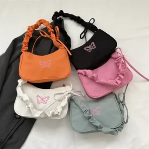 Fashionable Armpit Bag for Women Personalized Y2K Shoulder Bag Makeup Lipstick Storage Tote Bag Embroidery Butterfly Handbag - Image 3