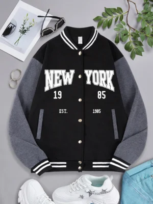 New York 1985 Letter Prints Jackets Women Hip Hop Baseball Uniform Personality Street Casual Jacket Warm Soft Womans Clothing - Image 4