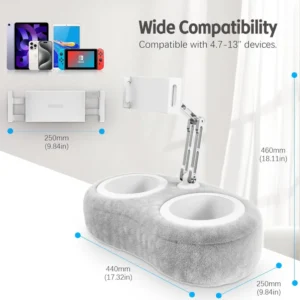 Tablet Kindle Stand Pillow, Adjustable iPad Pillow Stand Holder with 2 Snack Bowls Compatible with 4.7"-13" Tablet, iPad, iPhone - Image 4