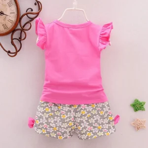 Summer Baby Boys Clothes Set Children Clothes Infant Clothing Sets T-Shirts Tops+ Shorts 2PCS/Suit Kids Sets Baby Girls Clothing - KG BBT-Rose Red - Image 5