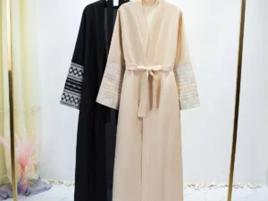 Embroidered Open Front Abaya Long Sleeve Maxi Length Dress, Women's clothing, Muslim Cardigan Abayas Out kaftans Women Jilbabs