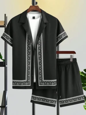 Shirt Set Men's Summer 3D Printed Shirt And Shorts Set Men's And Women's Fashion Casual Fresh Simple Lapel Hawaiian Shirt - Image 5