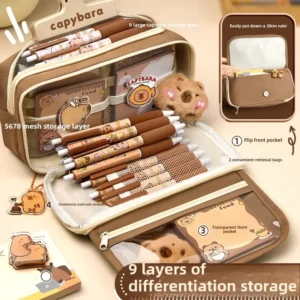 Large Capacity Capybara Pencil Case Children's Stationery Bag Durable Dirty-resistant Learning Supplies Set Cute Capybara Design - Image 2