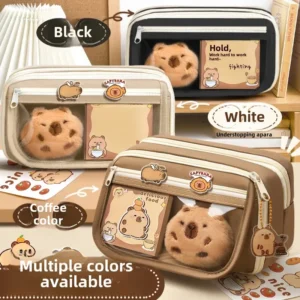 Large Capacity Capybara Pencil Case Children's Stationery Bag Durable Dirty-resistant Learning Supplies Set Cute Capybara Design - Image 3