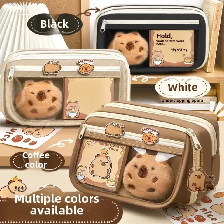 Large Capacity Capybara Pencil Case Children's Stationery Bag Durable Dirty-resistant Learning Supplies Set Cute Capybara Design - Image 3