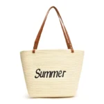 Ladies Large Capacity Straw Woven Shoulder Bag Fashionable Tote Bag Spring Summer New Style Lightweight Versatile Business OL Ba