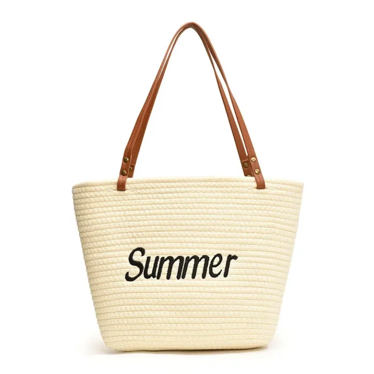 Ladies Large Capacity Straw Woven Shoulder Bag Fashionable Tote Bag Spring Summer New Style Lightweight Versatile Business OL Ba