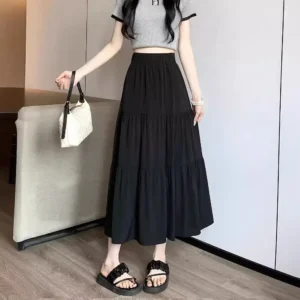 White High Waist A- Line Mini Skirt Women's Summer Thin Slimming plus Size Pear Shaped Body Slim Fit Half-length Skirt - Image 3
