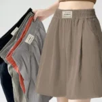 Ice Silk Sports orts Women's Summer 2025 New Sle Casual High Waist Loose Wide Leg Sambo Pants Five-Quarter Length