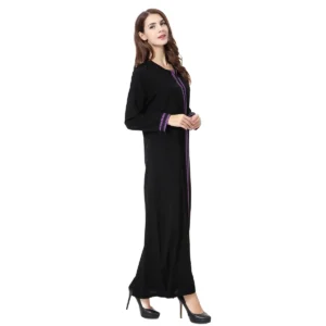 Round Neck Ladies Dress Middle Eastern Dubai Turkey Solid Daily Robe Women's Muslim Basic Liturgy Abaya Long Sleeve Inner Cloth - Image 5