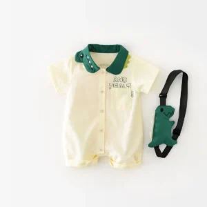 MILANCEL 0-2Y Summer Baby Boys Clothes Single Breast Rompers Cartoon Dinosaur Jumpsuits Toddler Outfit With Bag - Image 6