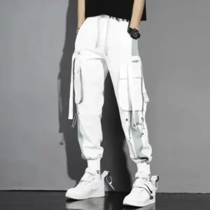Casual Cargo Pants for Men Spring Summer Multi-Pocket Cuffed Loose Fit Teenage Summer Casual Long Trousers Korean Style - Image 3