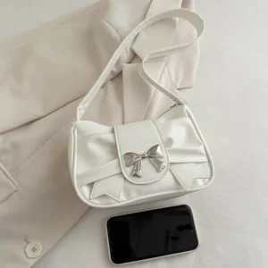Trendy Bow Shoulder Bag Korean Style Fashion Handbag Y2K Sweet Casual Underarm Bag Daily Commuting Bags Versatile PU Lady Clutch - Image 5