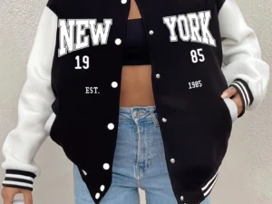New York 1985 Letter Prints Jackets Women Hip Hop Baseball Uniform Personality Street Casual Jacket Warm Soft Womans Clothing