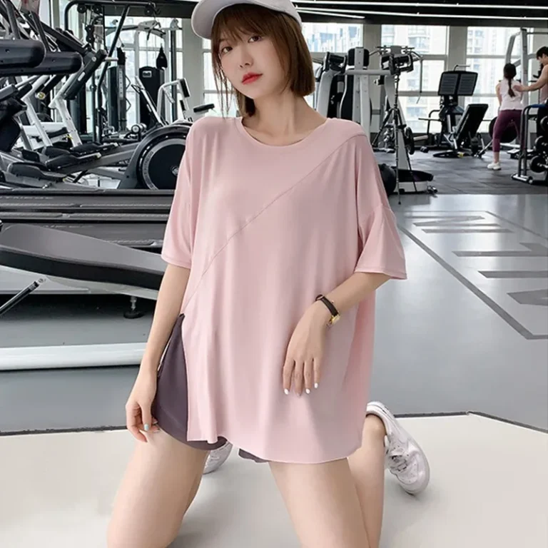 New Summer Large-size Slit Sports Shirt Yoga Suit Short-sleeved Quick-drying Thin Short-sleeved Women's Loose Running T-shirt - Image 4