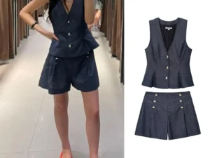 TRAFZR Outfit Set Woman Pieces Chic Elegant Holiday Outfits Lady Sets Women's Vacation Ensembles Shorts New Matching Suit Short