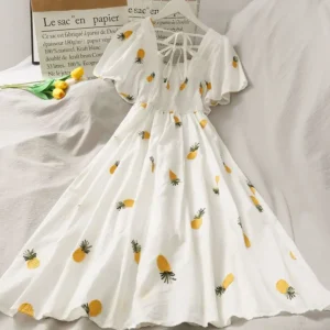 Summer Super Fairy White, Strawberry Printed Dress Women's Beautiful Bk 2024 New Ling Mid-Length Dress Ins Fashion - Image 2