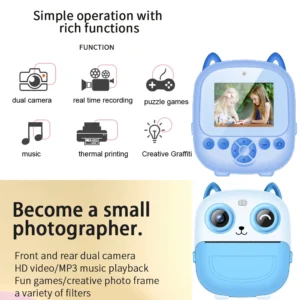 Children Digital Camera Instant Print for Kids Thermal Print Camera Instant Photo Printing Camera Video Toys+32G Memory Card - Image 3