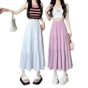 White High Waist A- Line Mini Skirt Women's Summer Thin Slimming plus Size Pear Shaped Body Slim Fit Half-length Skirt - Image 6