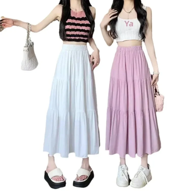 White High Waist A- Line Mini Skirt Women's Summer Thin Slimming plus Size Pear Shaped Body Slim Fit Half-length Skirt - Image 6