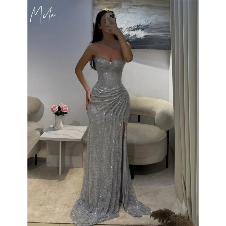 Mila Strapless Mermaid Prom Dresses 2025 Sleeveless Sequins Evening Dresses Elegant Side High Split Customized Party Dresses - Image 5