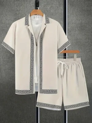 Summer Men's Shirt Set 3D Printed Casual Loose Vintage T-shirt And Shorts Set Beach Vacation Comfort Hawaiian Shirt 2 Pieces