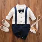 Gentleman Suits Infant Clothes Toddler Onesie Long Sleeve Baby Boys Outfit Spring and Autumn Costume Romper Jumpsuit 100% Cotton