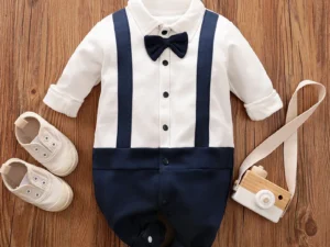 Gentleman Suits Infant Clothes Toddler Onesie Long Sleeve Baby Boys Outfit Spring and Autumn Costume Romper Jumpsuit 100% Cotton